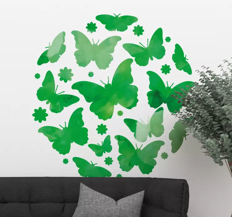 Vinilo adhesivo de pared mariposas verdes - TenVinilo