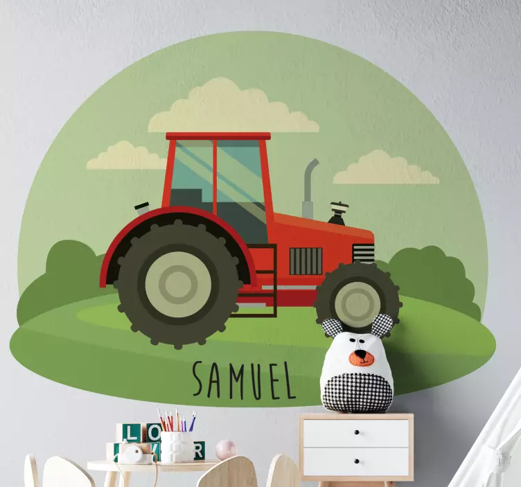 Vinilo animal de granja tractor con personalización - TenVinilo