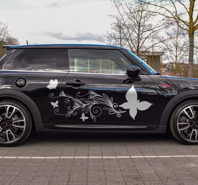 Vinilo autocaravana flores y mariposas - TenVinilo