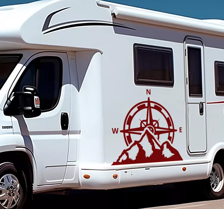 Pegatina caravana compás y montañasCompás y montañas - TenVinilo