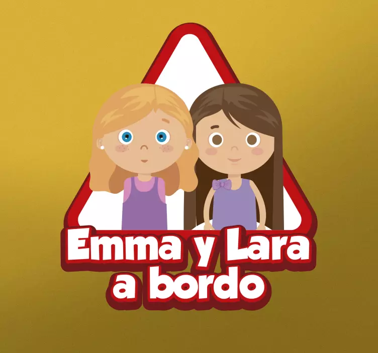 Pegatina bebé a bordo hermanas a bordo personalizable - TenVinilo