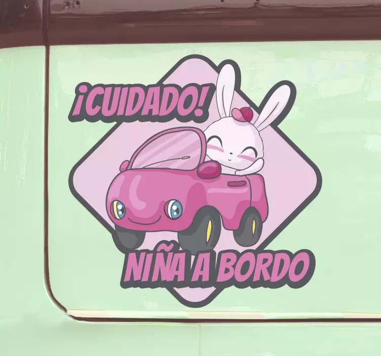 Vinilo coche niña a bordo gracioso - TenVinilo