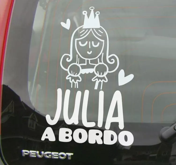 Pegatina bebé a bordo princesa a bordo con nombre - TenVinilo