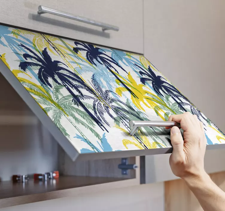 Vinilo cocina palmeras abstractas - TenVinilo