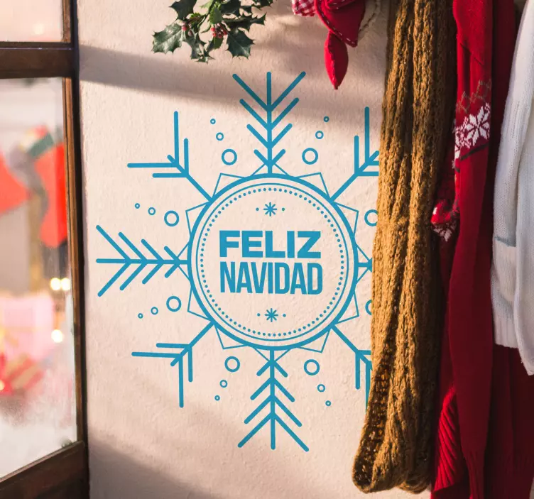 Vinilo copo de nieve feliz navidad - TenVinilo