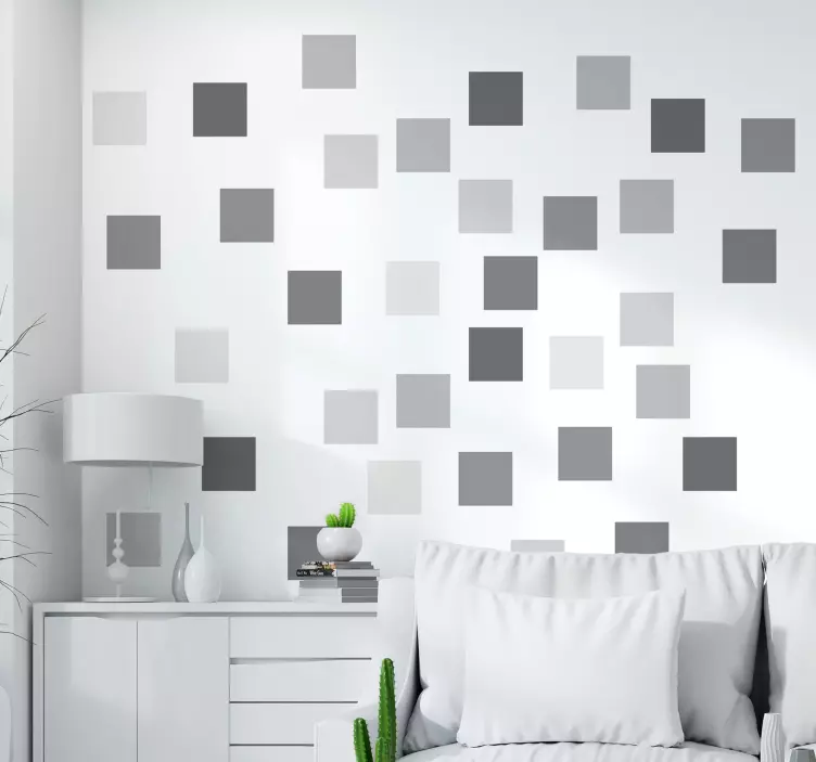 Vinilo cuadrados geométricos grises - TenVinilo