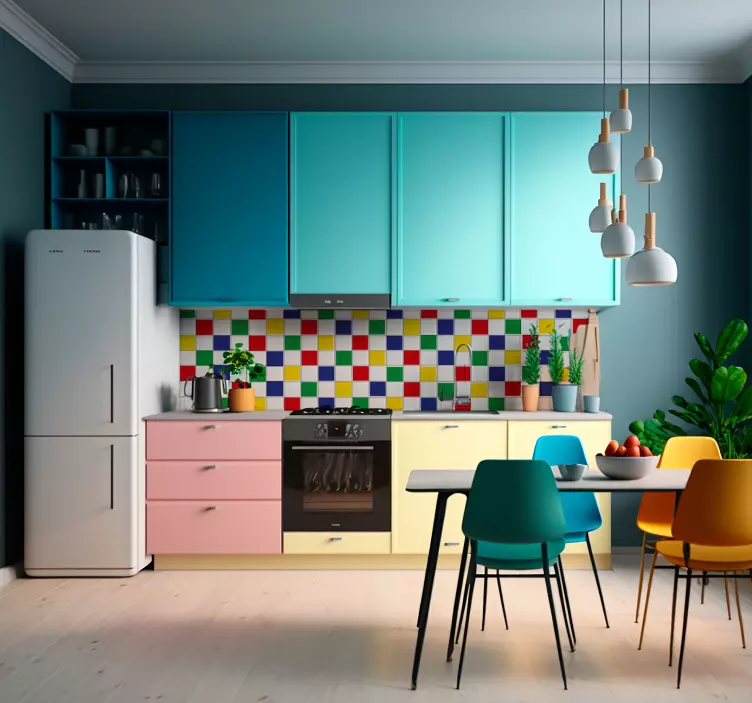 Vinilo color azulejos coloreados - TenVinilo