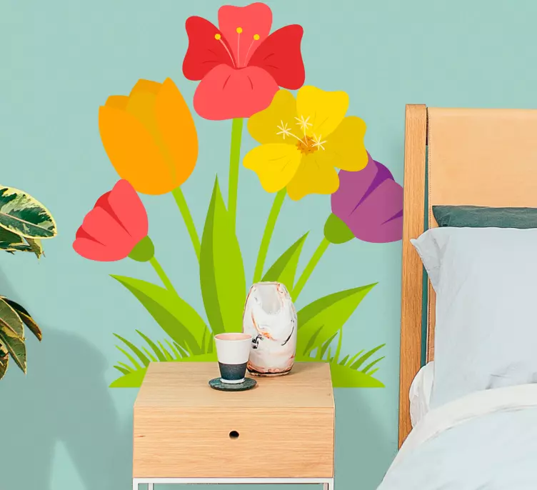 Vinilo flores Tulipanes de todos los colores - TenVinilo