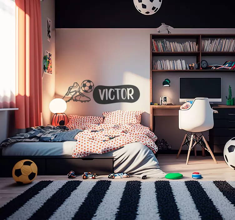 Vinilo fútbol cabecero, botas y pelota - TenVinilo