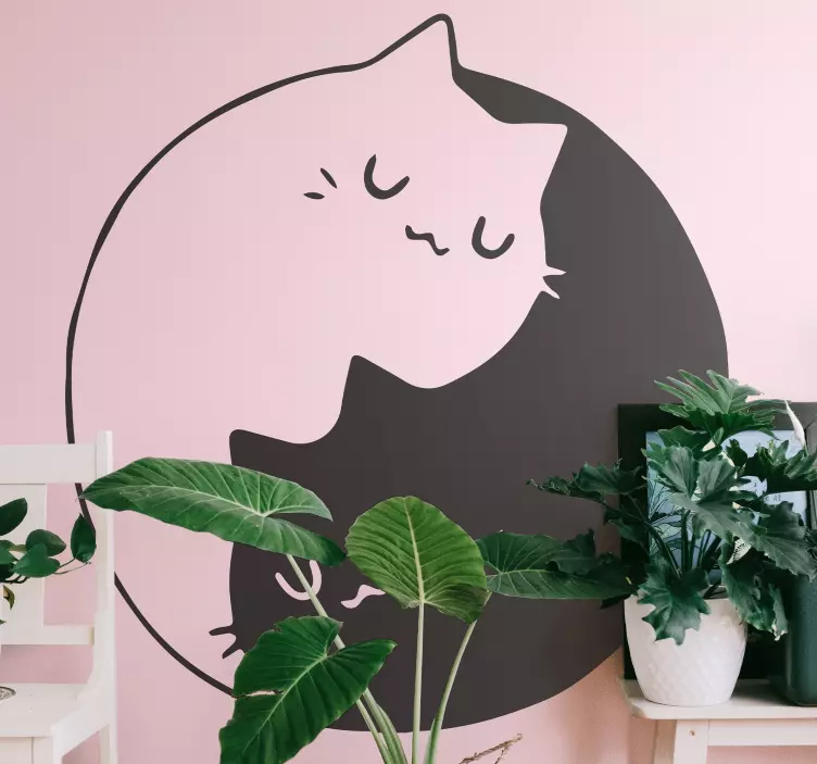 Vinilo gatos acurrucados yin yang - TenVinilo