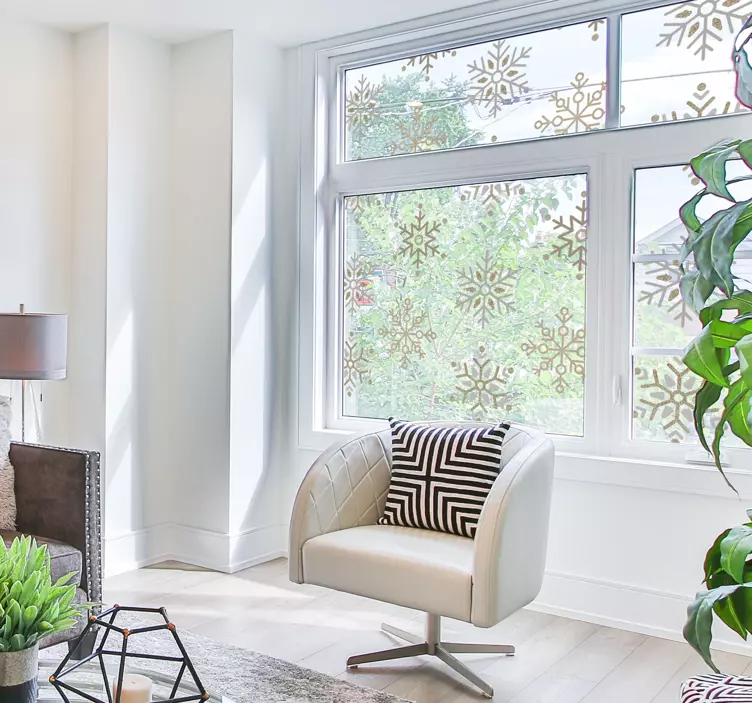 Pegatinas de navidad Conjunto de copos de nieve dorados - TenVinilo