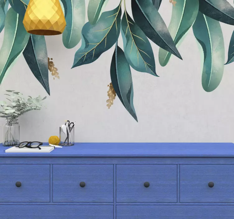 Vinilo planta Colgando hojas tropicales - TenVinilo