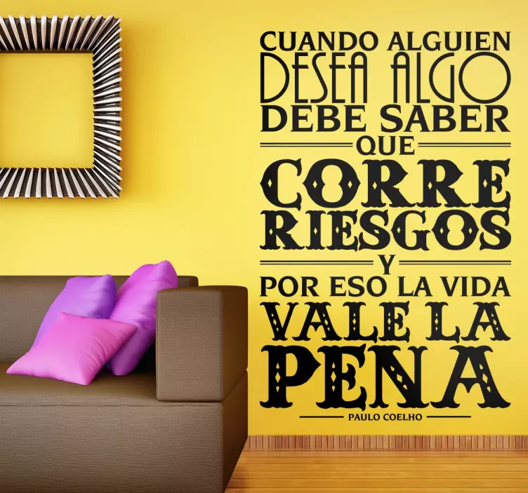 Vinilo de texto correr riesgos Paulo Coelho - TenVinilo