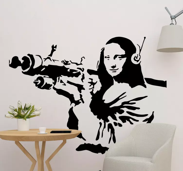 Vinilo arte Mona lisa con bazooka - TenVinilo