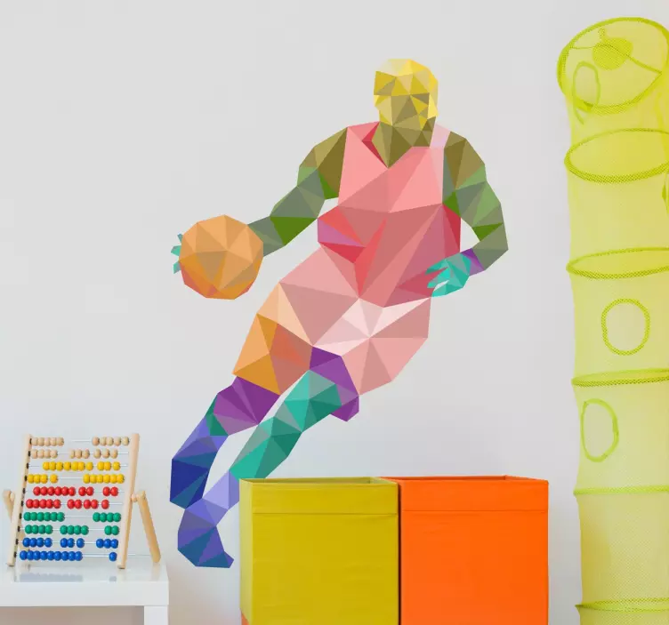 Vinilo decorativo baloncesto origami - TenVinilo