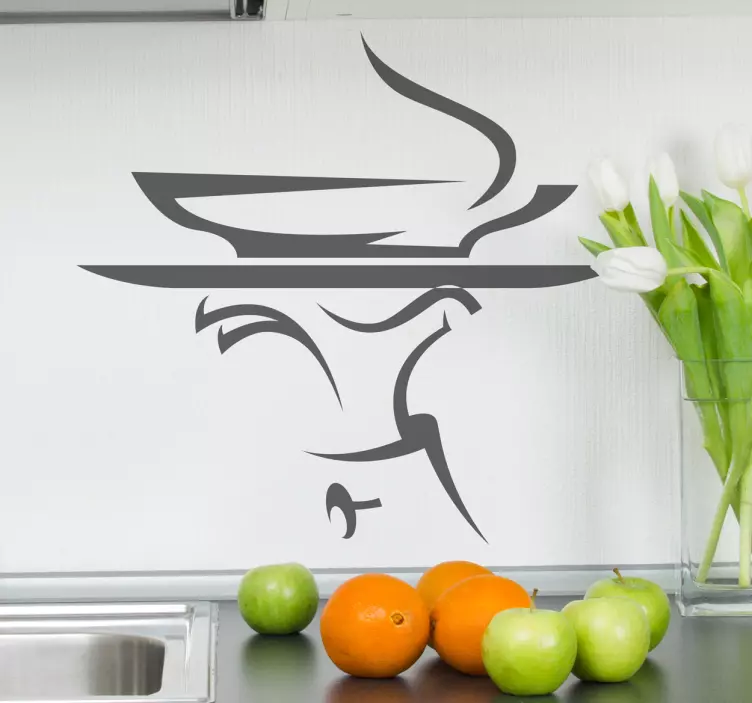 Vinilo decorativo bandeja sopa caliente - TenVinilo