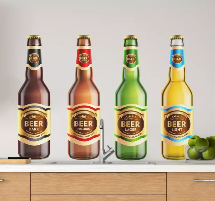 Vinilo bebida Botellas de cerveza de dibujos animados - TenVinilo