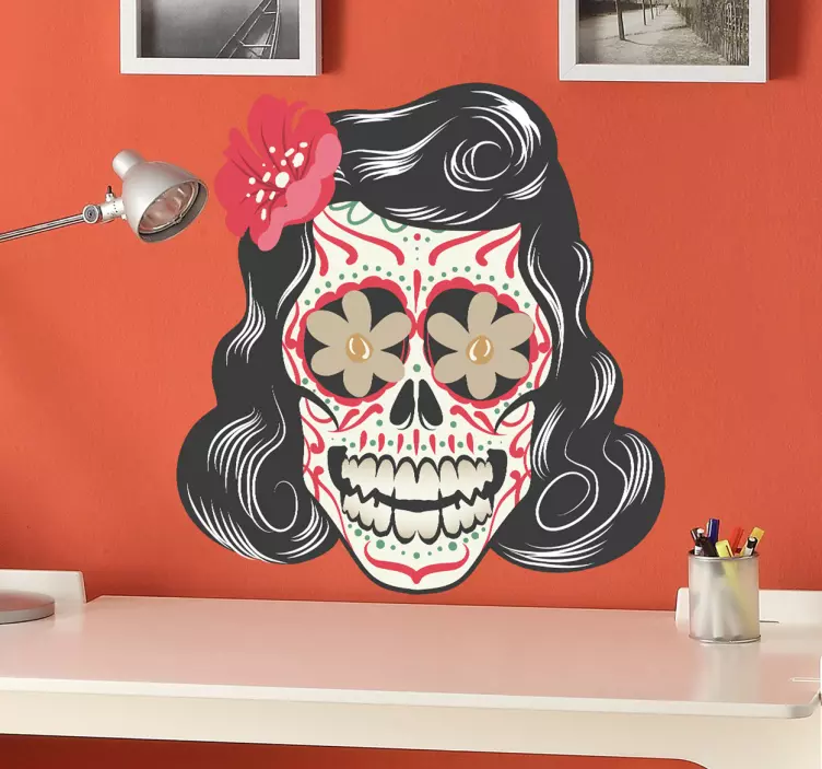 Vinilo decorativo calavera mexicana tattoo - TenVinilo
