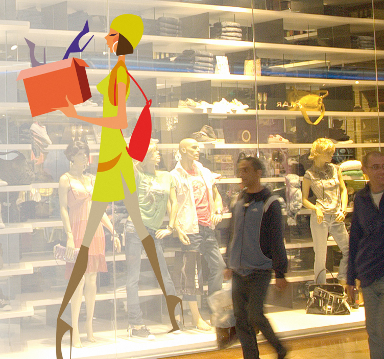 Vinilo decorativo chica con caja de zapatos - TenVinilo