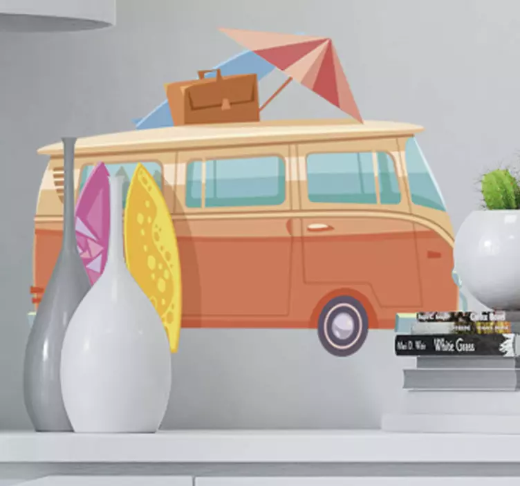 Vinilo pared de surf caravana vintage - TenVinilo