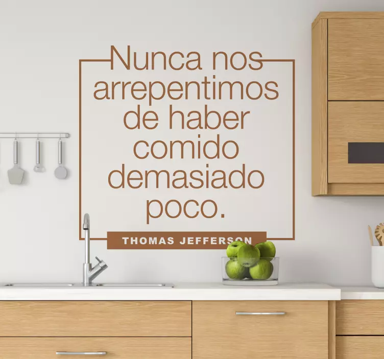 Vinilo pared frase no nos arrepentimos de comer - TenVinilo