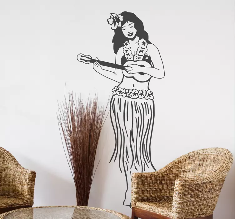 Vinilo decorativo hawaiana con guitarra - TenVinilo