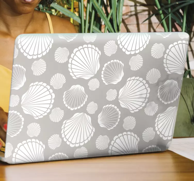 Vinilo decorativo para portátil conchas grises - TenVinilo