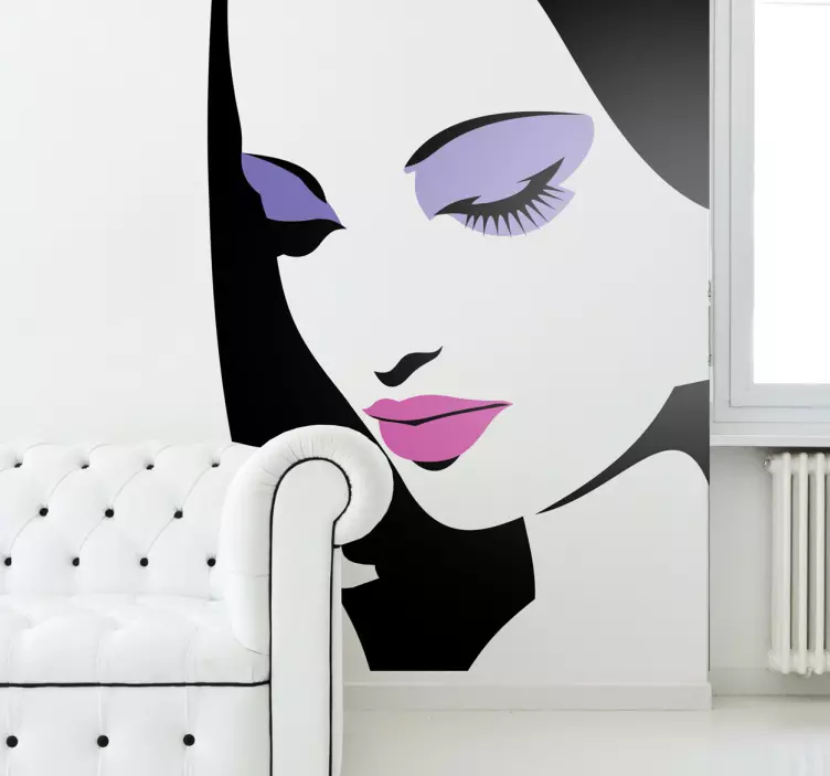 Vinilo decorativo retrato mujer maquillada - TenVinilo