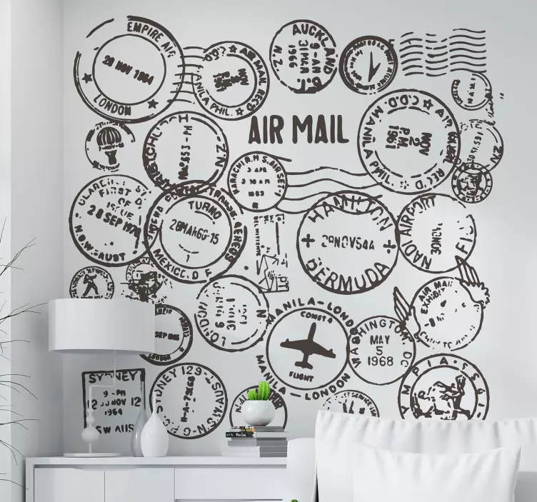 Vinilo decorativo sellos pasaporte - TenVinilo