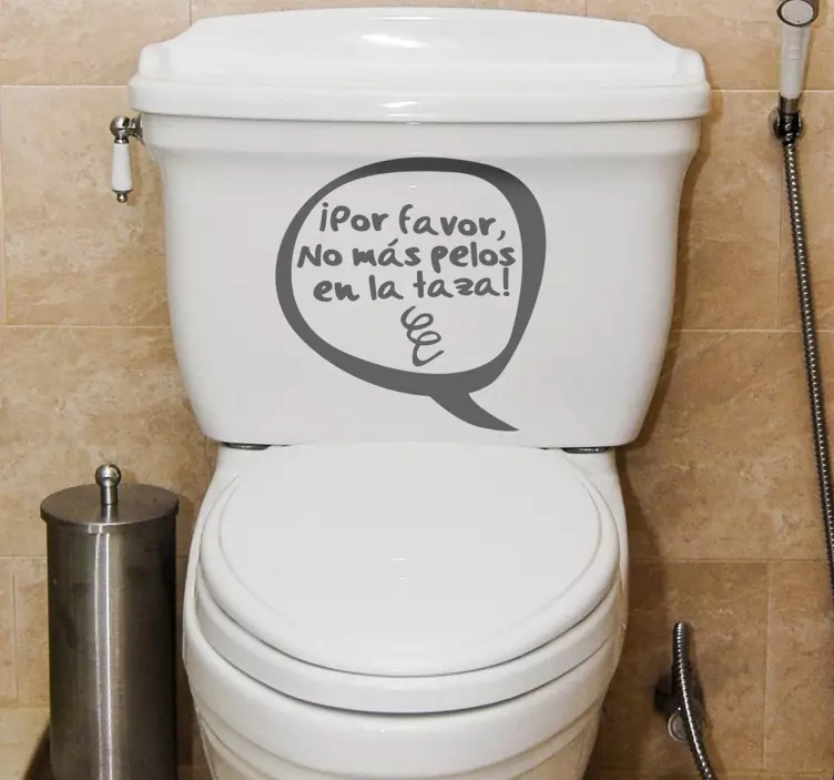 Vinilo decorativo taza WC no más pelos - TenVinilo