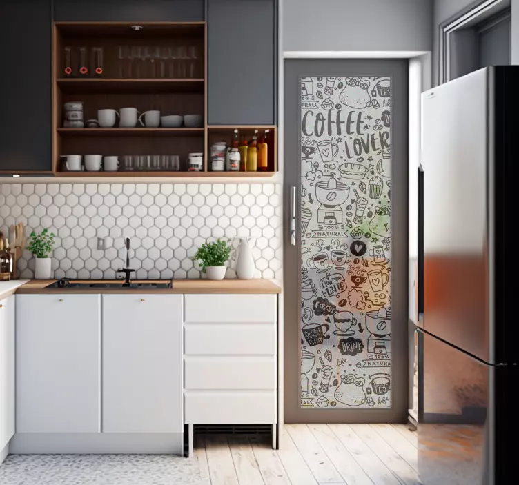 Vinilo para cocina translúcido frases amantes café - TenVinilo