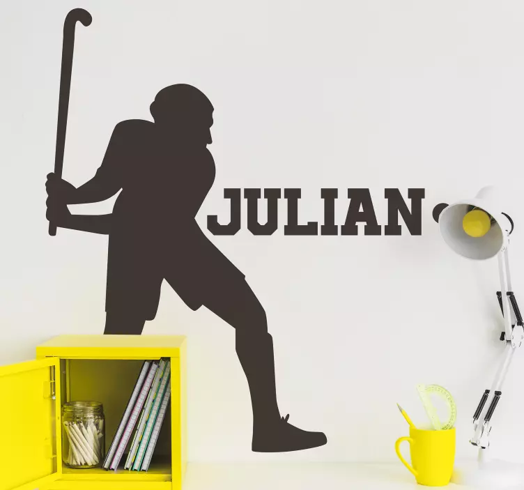 Vinilo deporte jugador hockey con nombre - TenVinilo