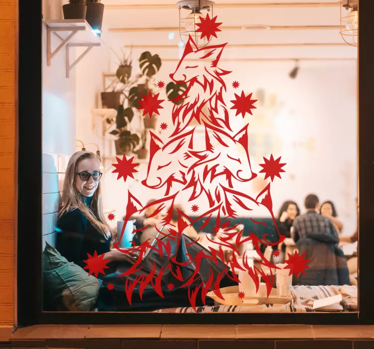 Vinilo diseño navideño de zorros - TenVinilo