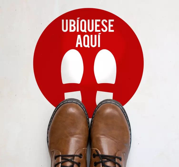 Pegatina distancia seguridad ubíquese aquí - TenVinilo