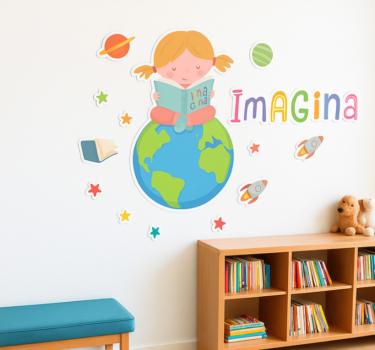 Vinilo educativo mundo del libro y la imaginación - TenVinilo