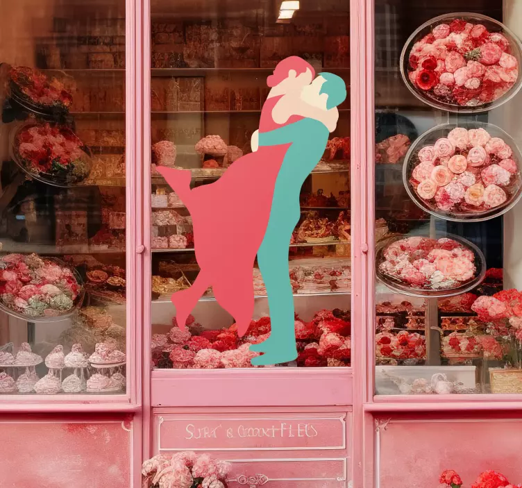 Vinilo escaparate beso de pareja - TenVinilo