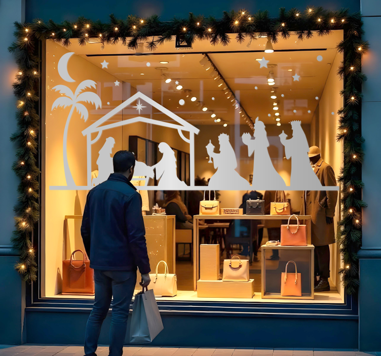 Vinilo escaparate escena de la natividad - TenVinilo