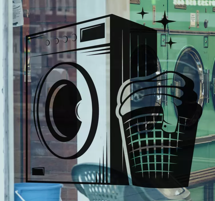 Vinilo escaparate icono de lavadora - TenVinilo