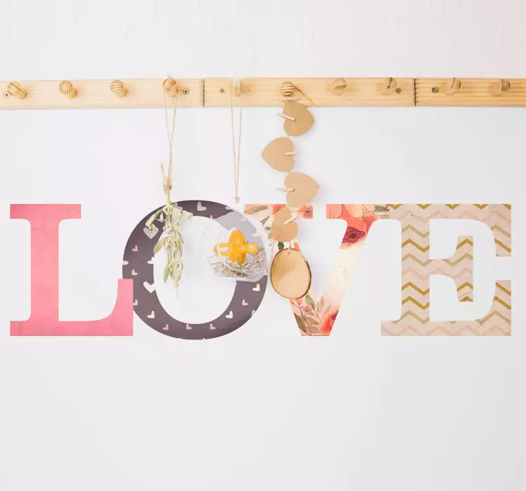 Sticker de amor Love textura rosa - TenVinilo