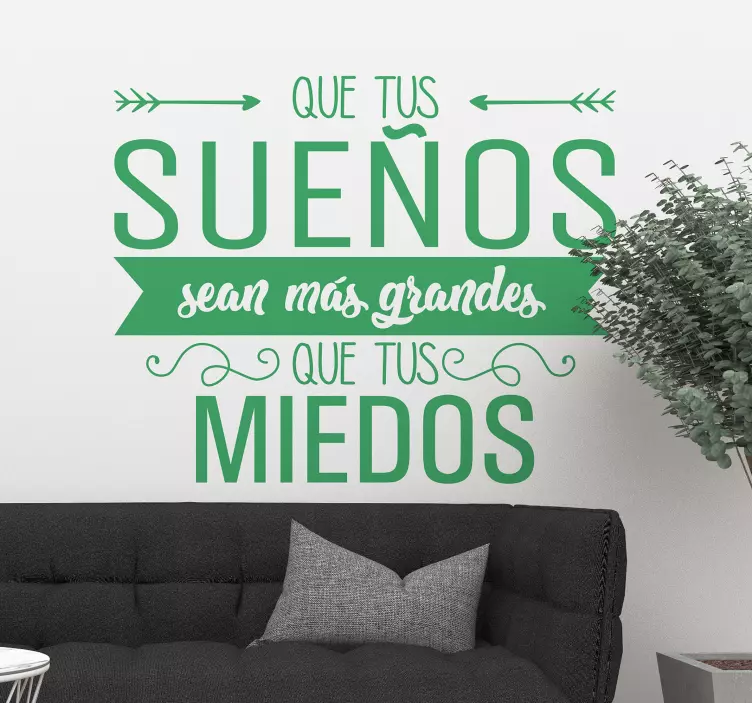 Vinilo decorativo dormitorio frase motivación sueños grandes - TenVinilo