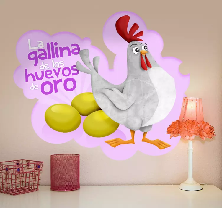 Vinilo gallina huevos de oro texto - TenVinilo