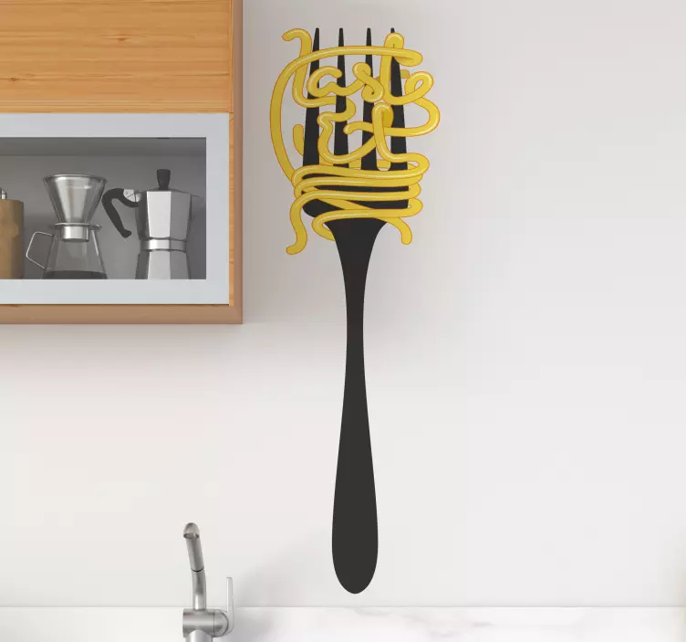 Vinilo gastronomía diseño de tenedor divertido - TenVinilo