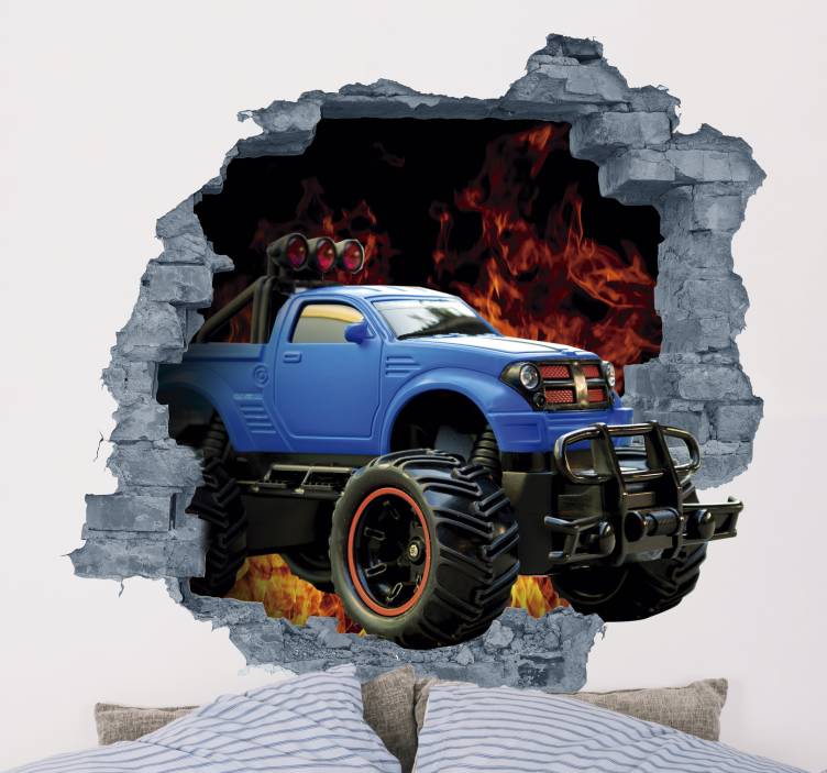 Vinilo habitación juvenil Coche 3D - TenVinilo