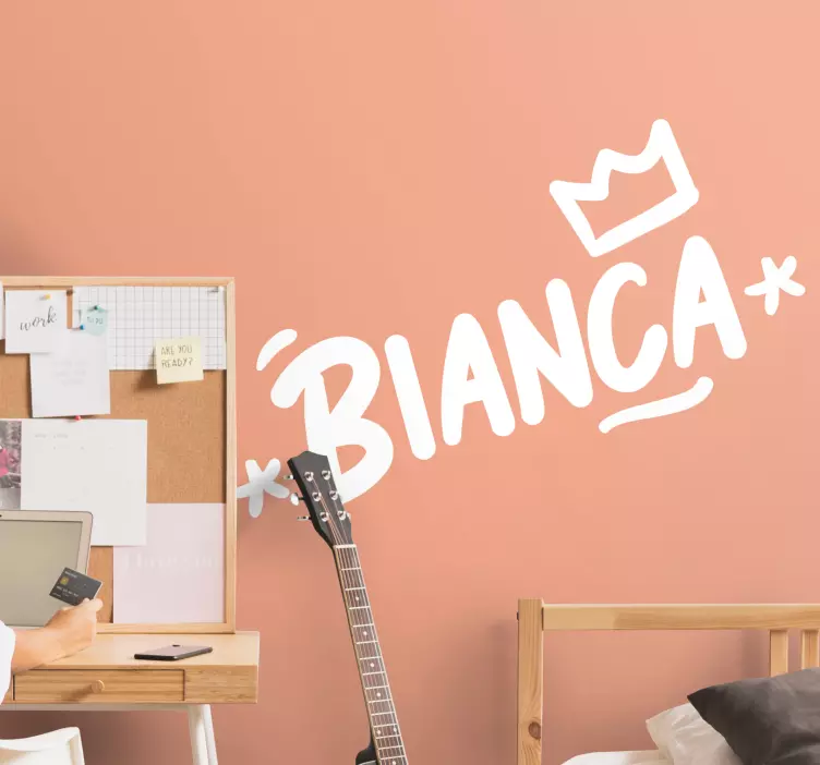 Vinilo habitación juvenil corona con nombre personalizado - TenVinilo