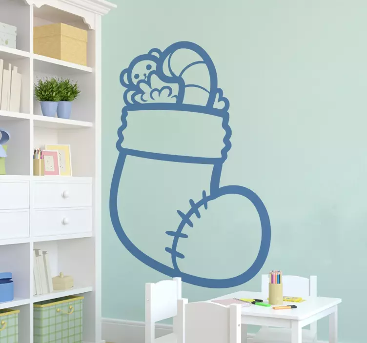 Vinilo infantil calcetín regalos navidad - TenVinilo