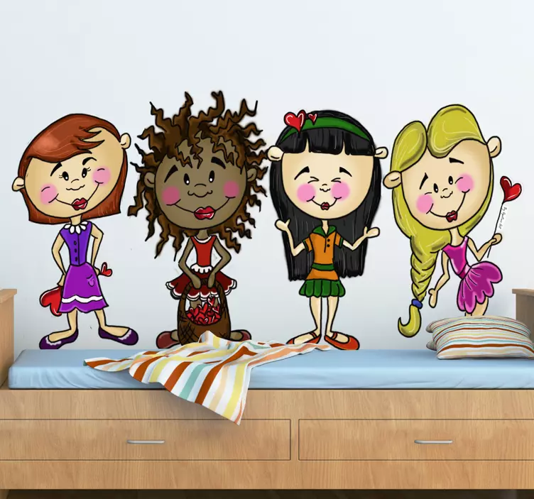 Vinilo infantil cuatro amigas - TenVinilo