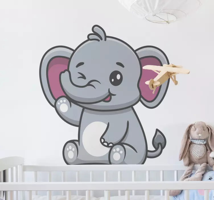 Vinilo infantil encantadora escultura de elefante - TenVinilo