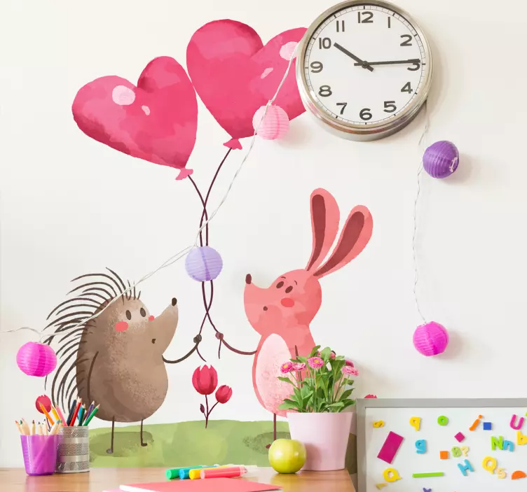 Vinilo infantil erizo y conejo - TenVinilo