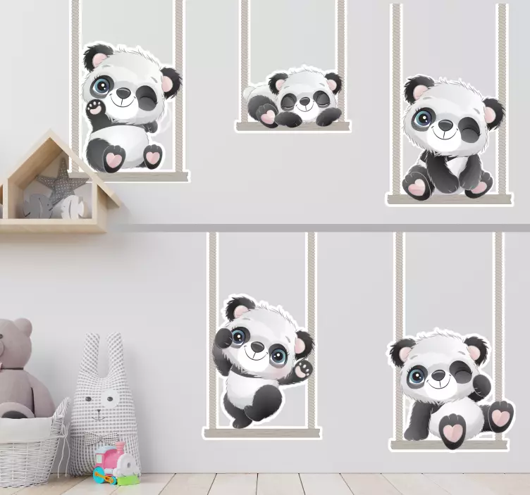 Vinilo infantil figuras de panda adorables - TenVinilo