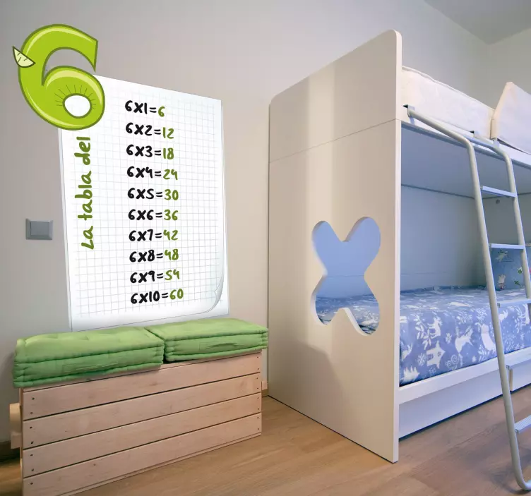 Vinilo infantil hoja tabla del seis - TenVinilo